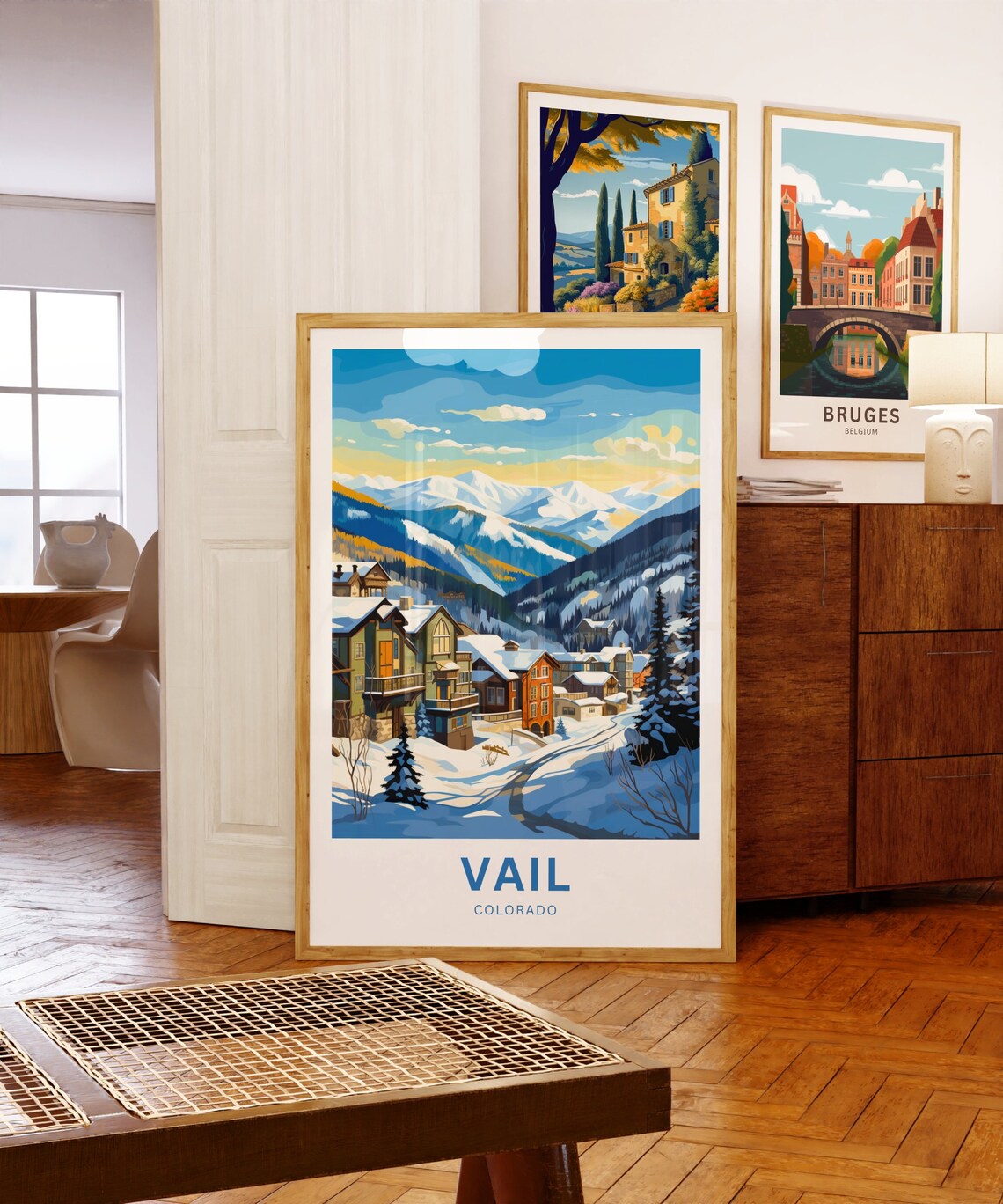 Vail Colorado Snowy Mountain Village Winter Resort Scenic Poster - Image 5