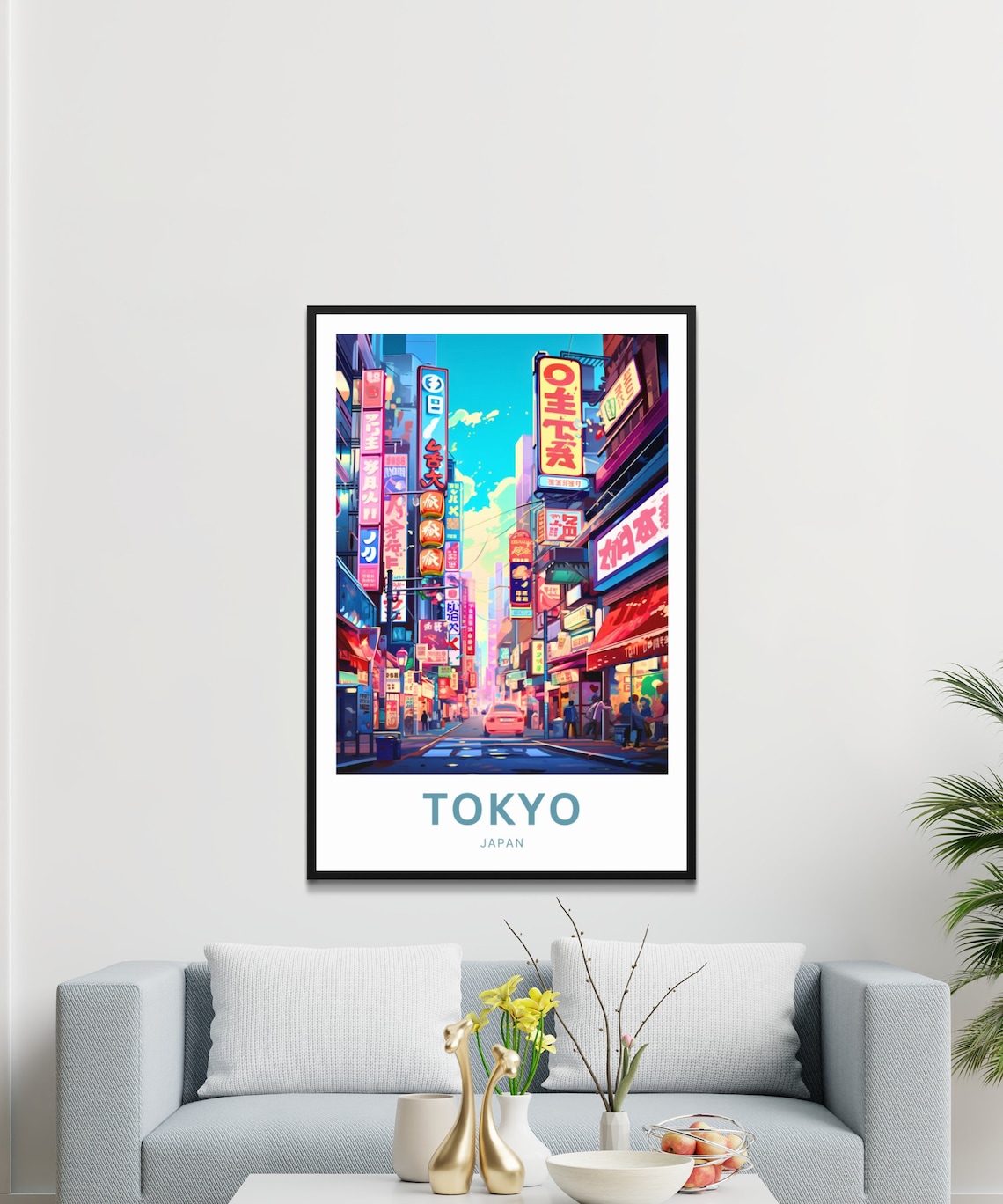 Tokyo Japan Travel Poster Neon Signs Street Night City Lights Art - Image 2
