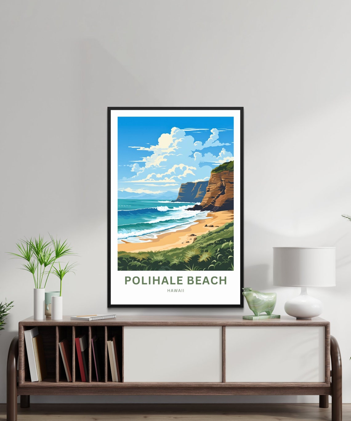 Polihale Beach Hawaii Cliffs Coast Kauai Ocean View Travel Poster - Image 3