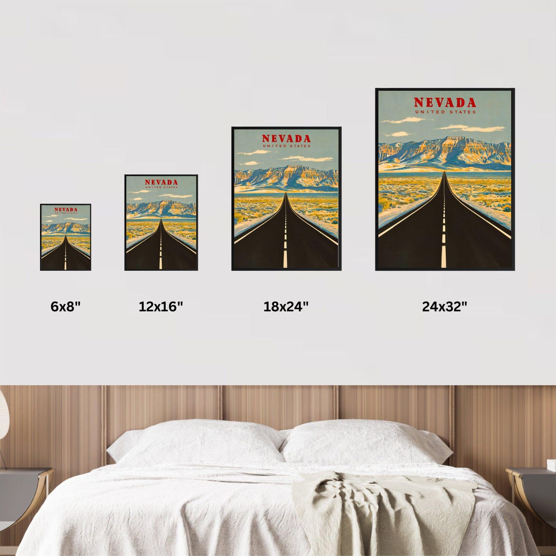 Nevada Open Desert Highway Mountain Road Retro Travel Poster - Image 2