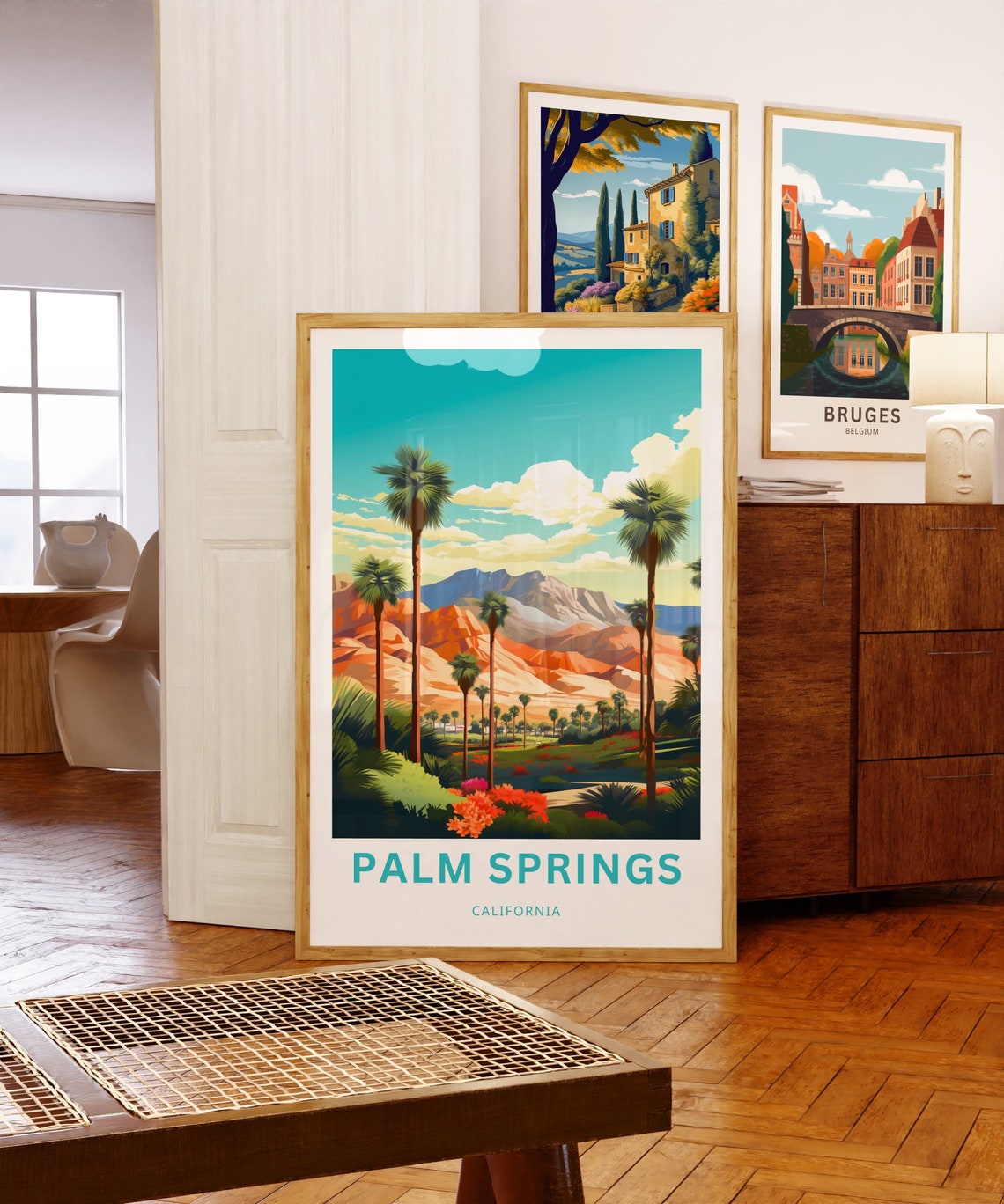 Palm Springs California Desert Palms Mountain Valley Travel Poster - Image 5