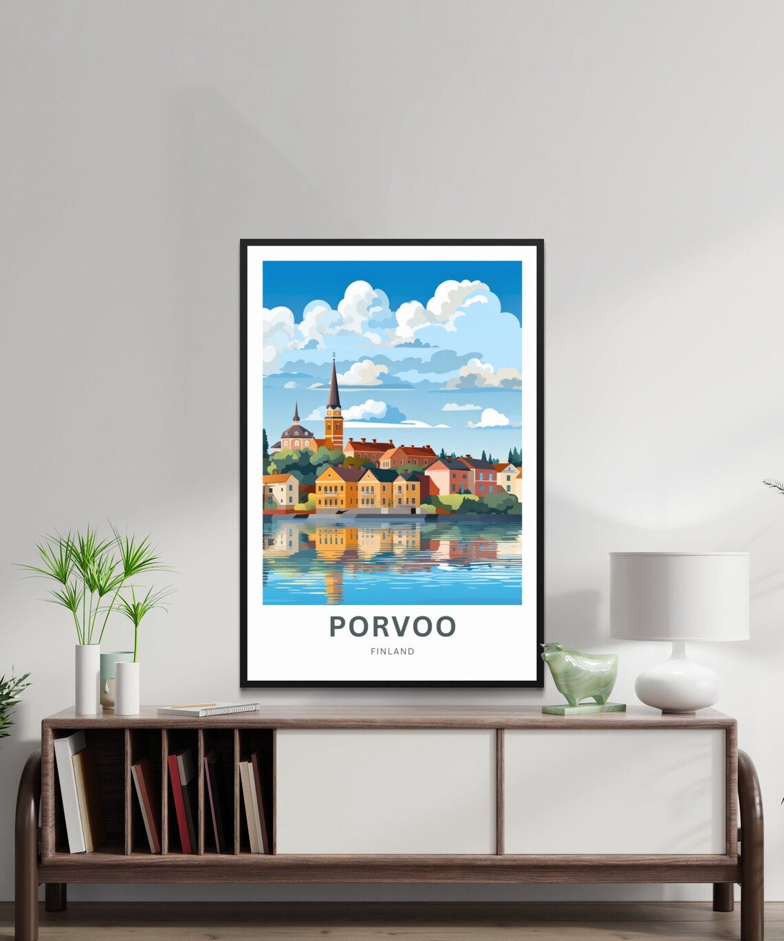 Porvoo Riverside Old Town Reflection Church Spires Finland Poster - Image 2