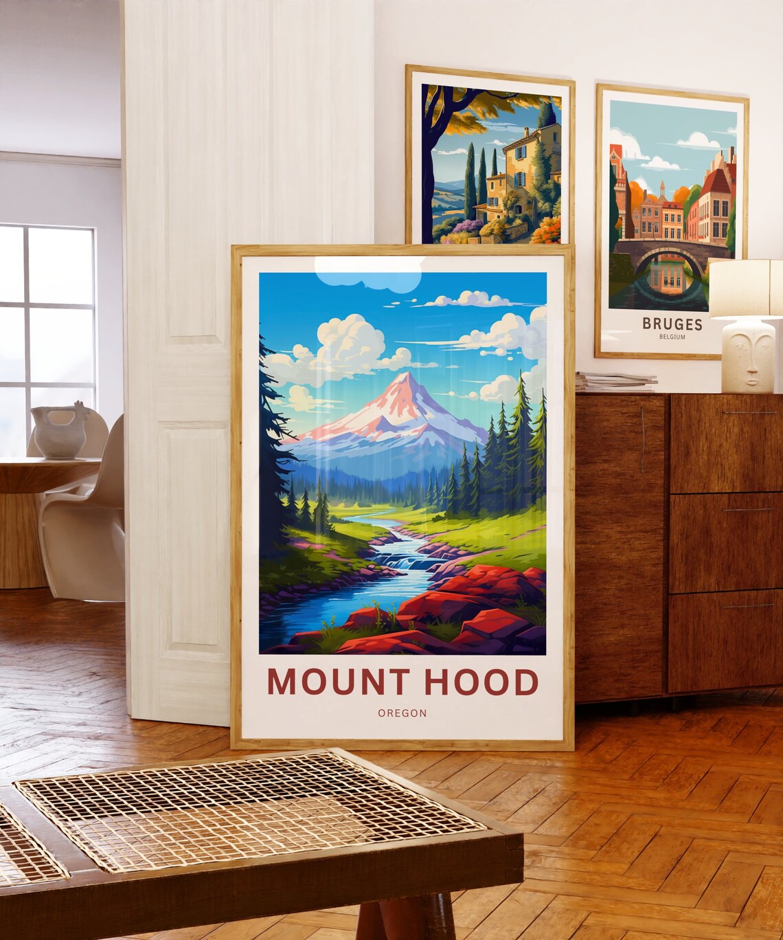 Personalized Mount Hood Oregon Snow Peak River Valley Travel Poster - Image 5