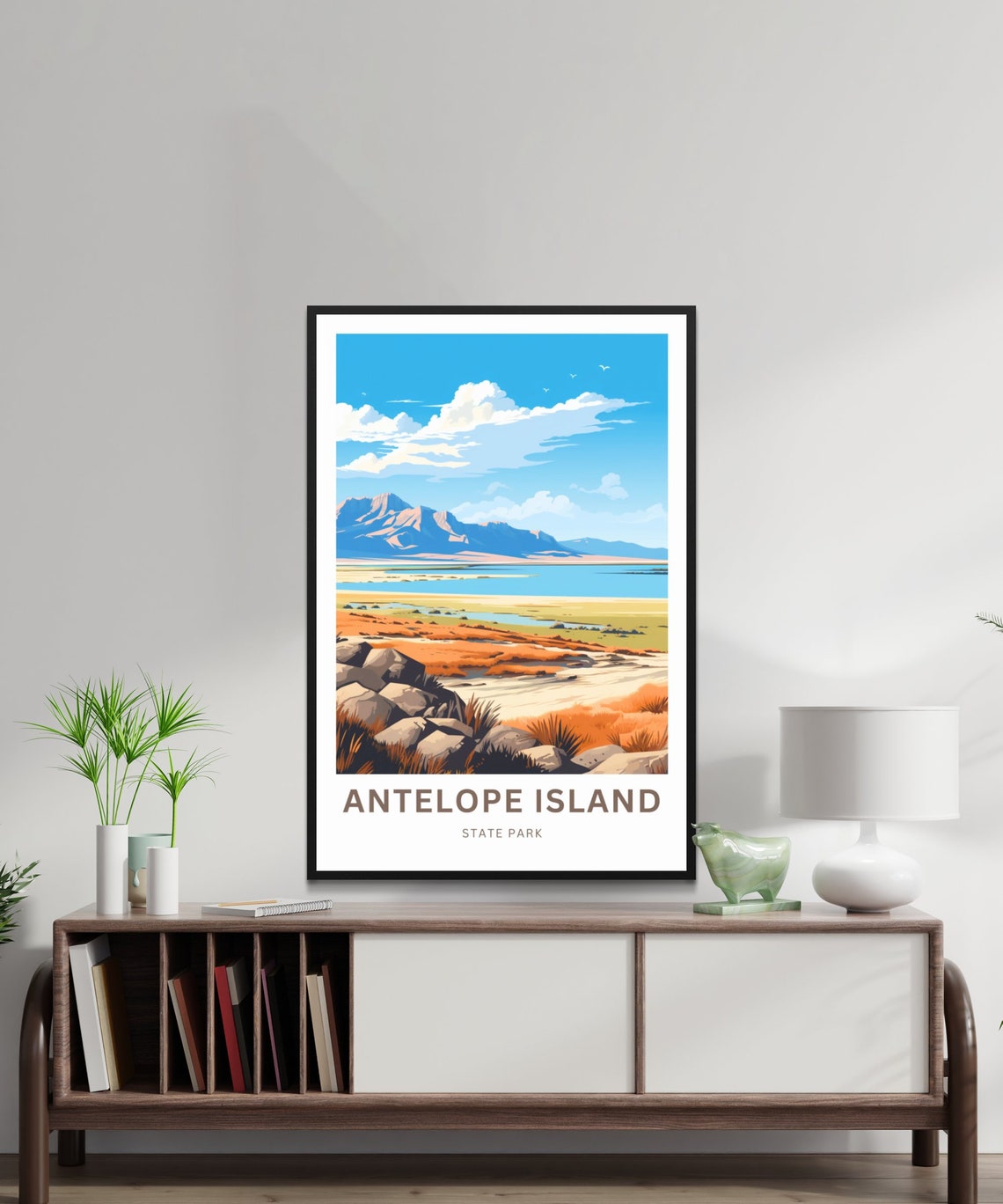 Antelope Island Travel Print Antelope Island Poster Utah Wall Art Framed Present Gift Utah Present - Image 2