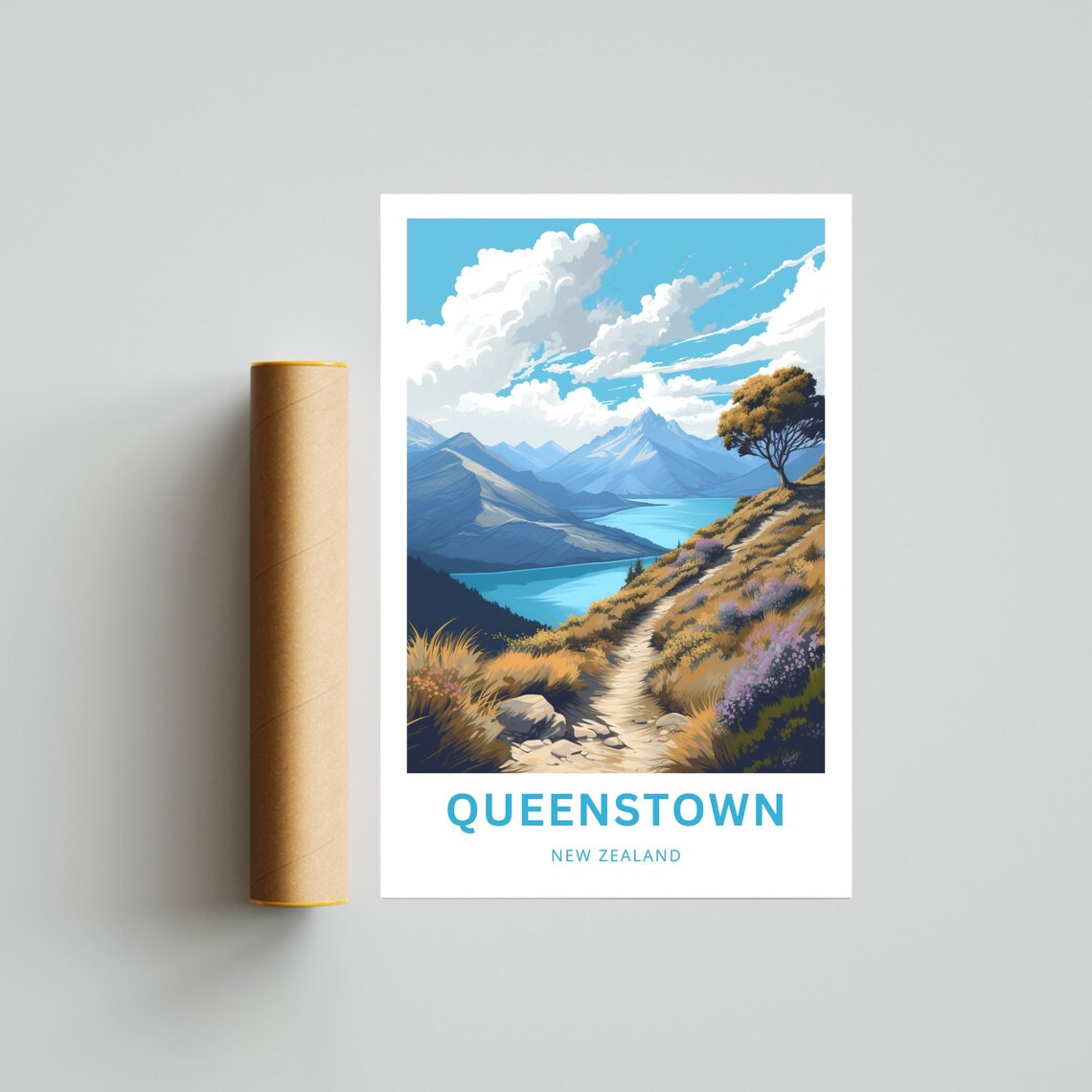 Queenstown New Zealand Travel Poster - Image 4