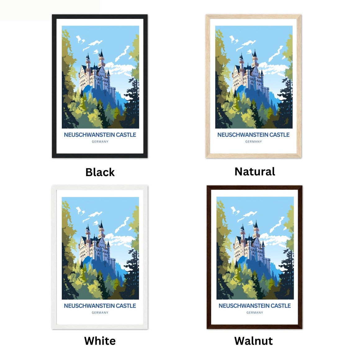 Neuschwanstein Travel Print Neuschwanstein Castle Poster Castle Wall Art Birthday Present Gift - Image 2