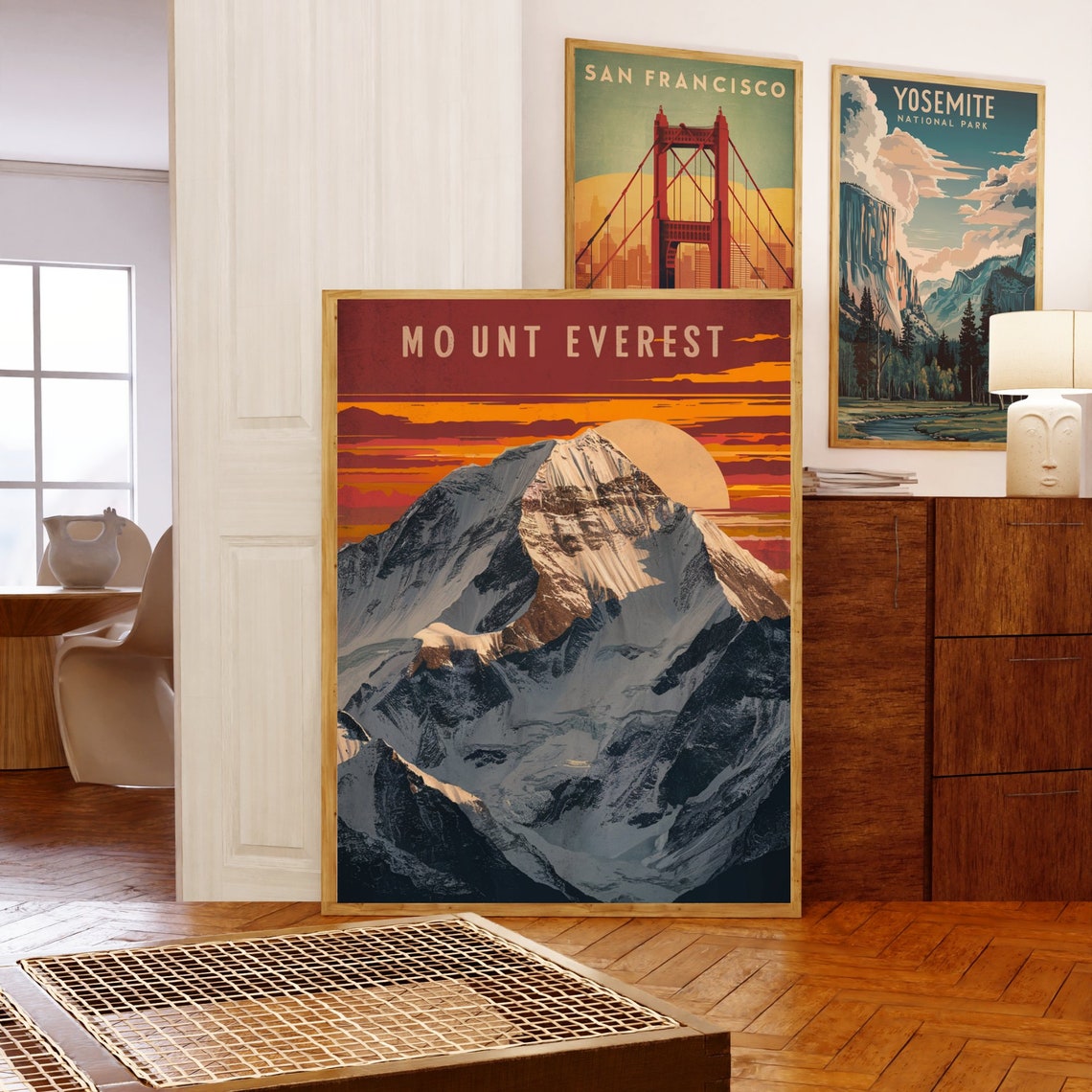 Mount Everest Rising Sun Snow Summit Fiery Sky Vintage Poster - Image 5