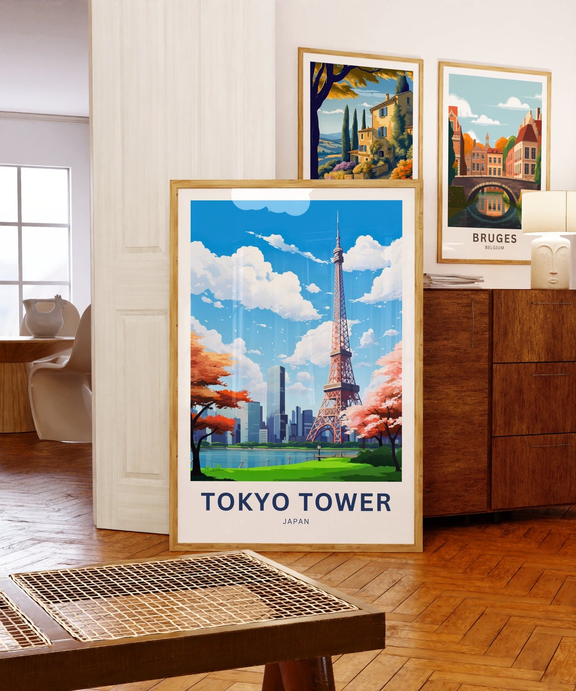 Personalized Tokyo Tower Japan Cherry Blossom Skyline Travel Poster - Image 5