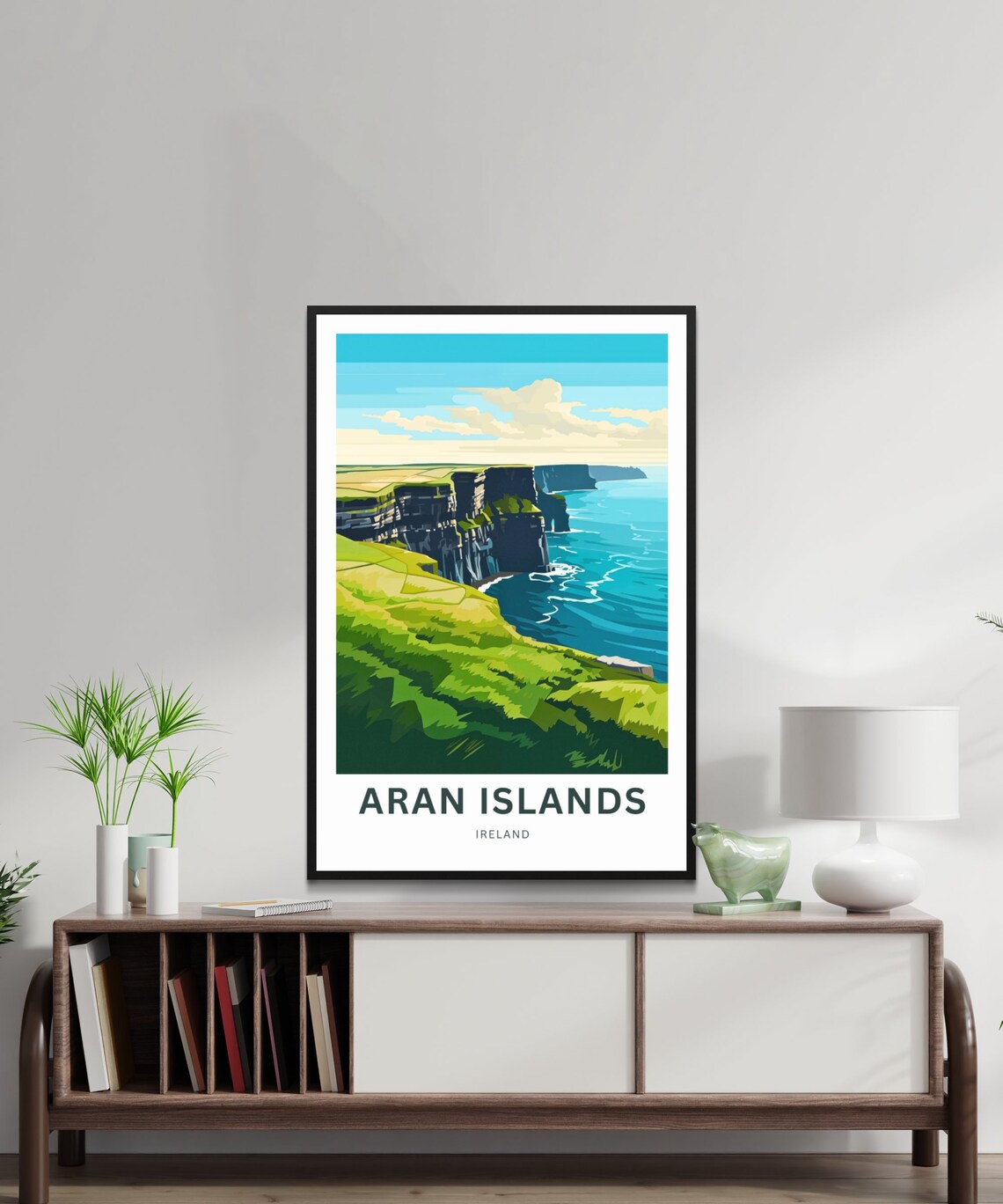 Aran Islands Ireland Dramatic Sea Cliffs Blue Ocean Travel Poster - Image 2