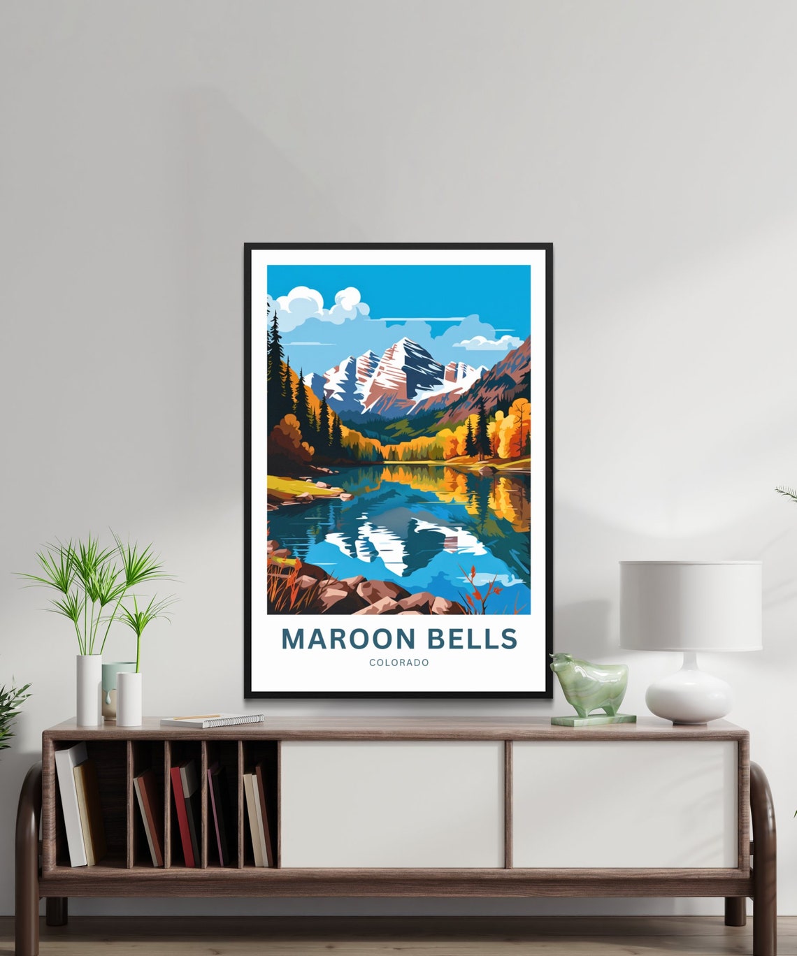Maroon Bells Colorado Personalized Lake Mirror Reflection Poster - Image 3