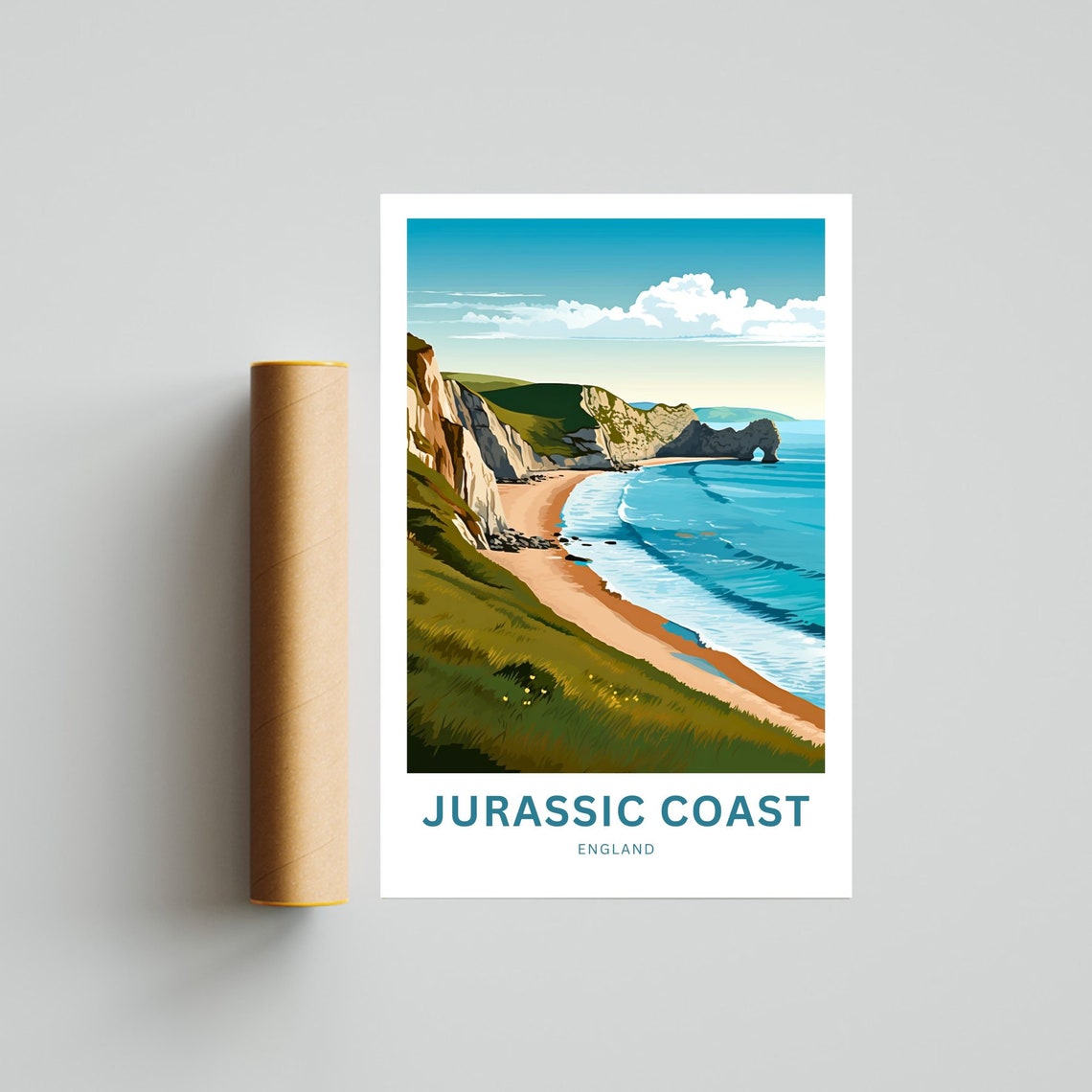 Jurassic Coast England Durdle Door Limestone Arch Beach Poster - Image 4