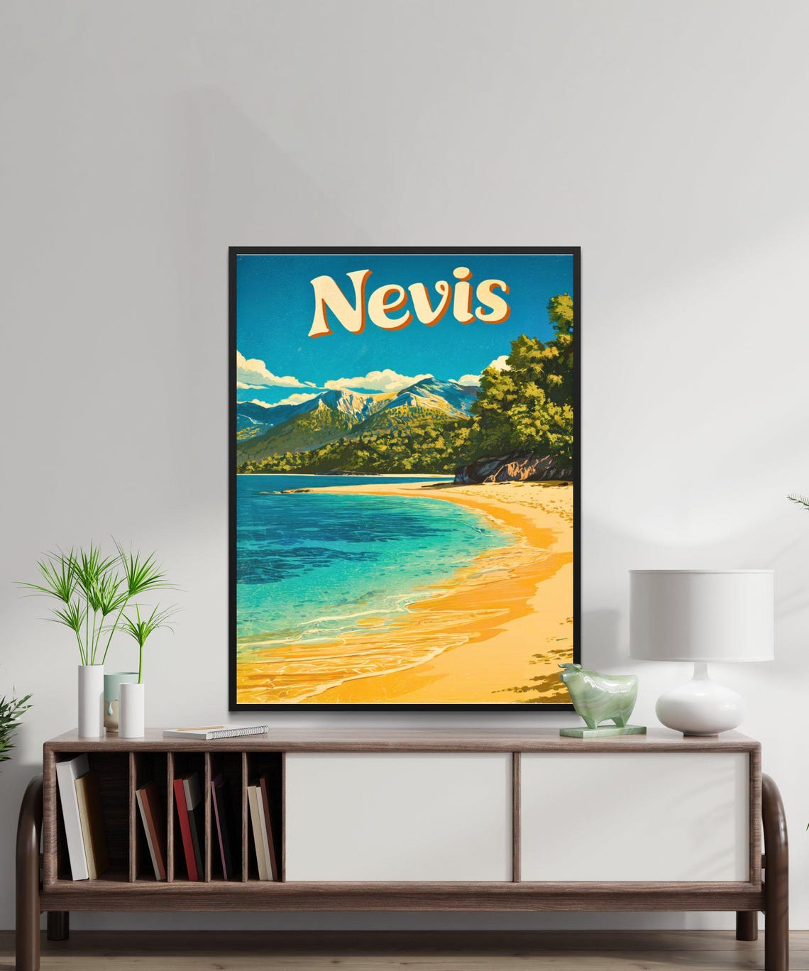 Nevis Vintage Travel Poster Nevis Print Caribbean Wall Art Framed Gift Caribbean Island Present - Image 2