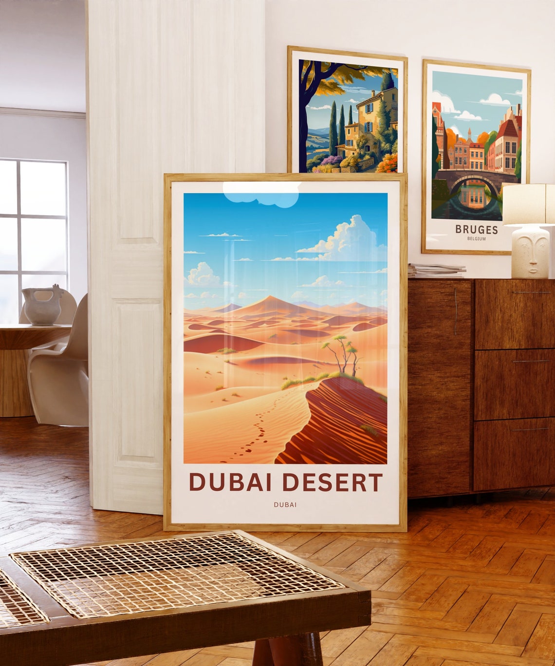 Dubai Desert Golden Sand Dunes Footprint Trail Travel Poster - Image 5