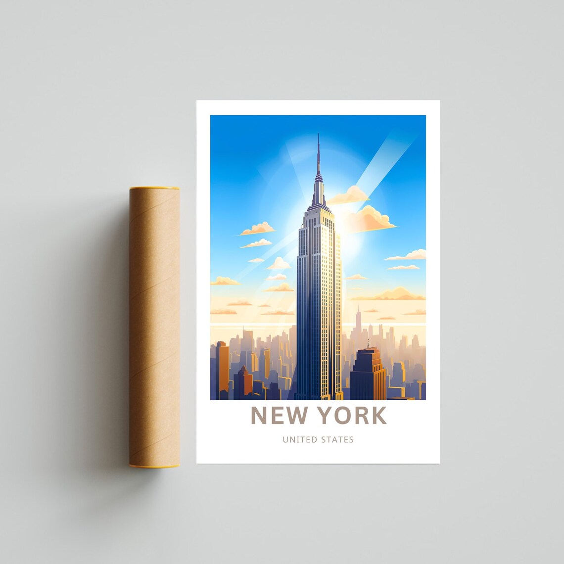 New York City Empire State Building Skyline Retro Travel Poster - Image 4
