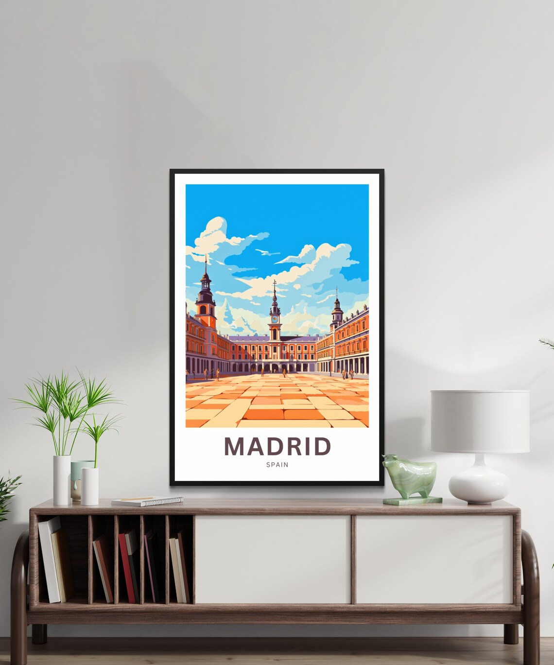 Madrid Spain Plaza Mayor Historic Square Illustration Poster - Image 2