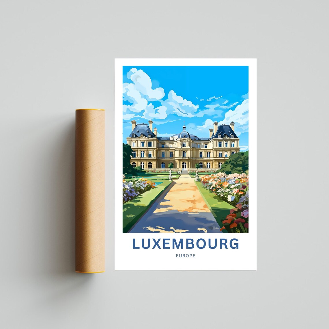 Personalized Luxembourg Europe Palace Flower Garden Travel Poster - Image 4