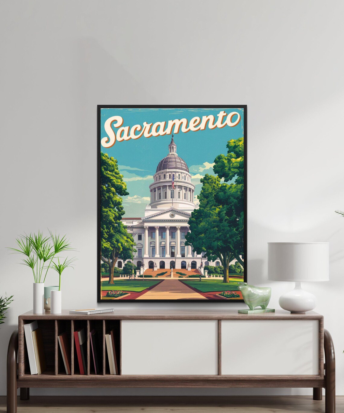 Sacramento California State Capitol Building Vintage Travel Poster - Image 2