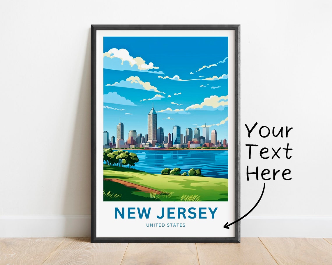 Personalized New Jersey Waterfront Park Skyline Travel Poster