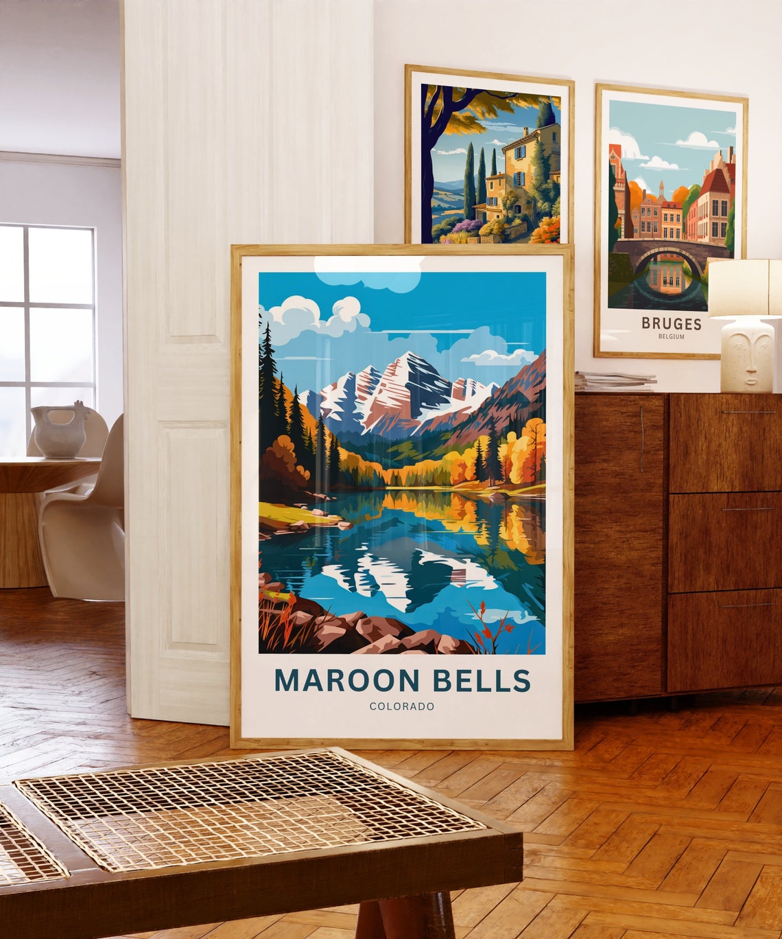 Maroon Bells Colorado Alpine Lake Mirror Reflection Travel Poster - Image 5