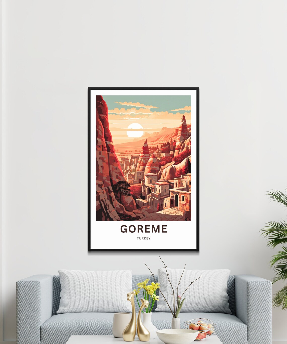 Goreme Turkey Travel Poster Cappadocia Fairy Chimneys Sunset Canyon - Image 3