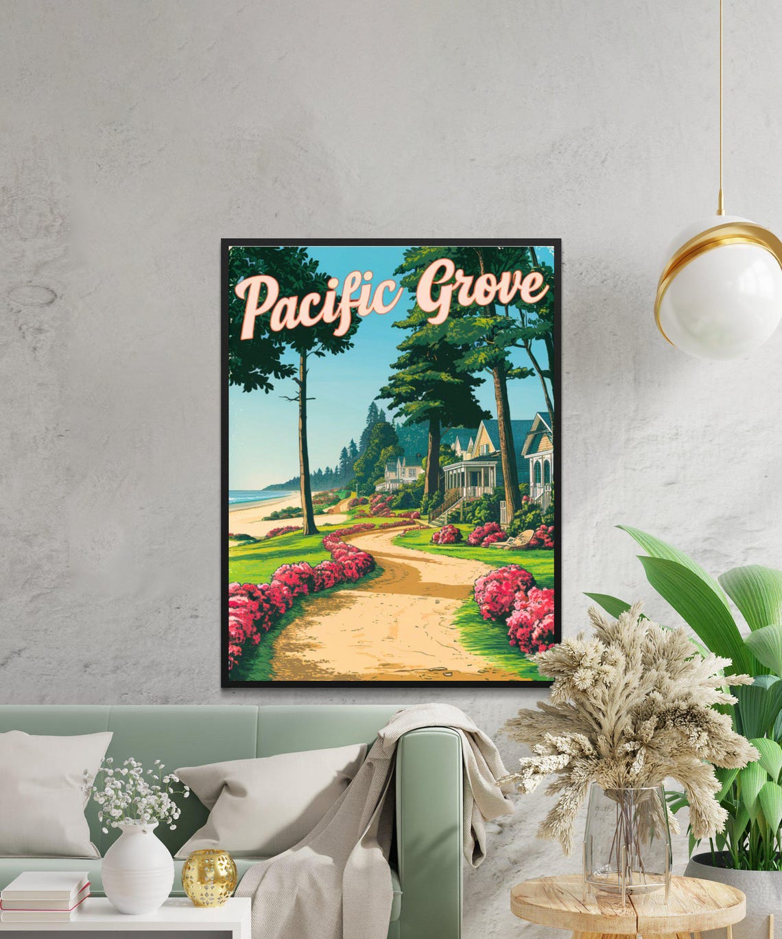 Pacific Grove California Coastal Path Garden Flowers Travel Poster - Image 2