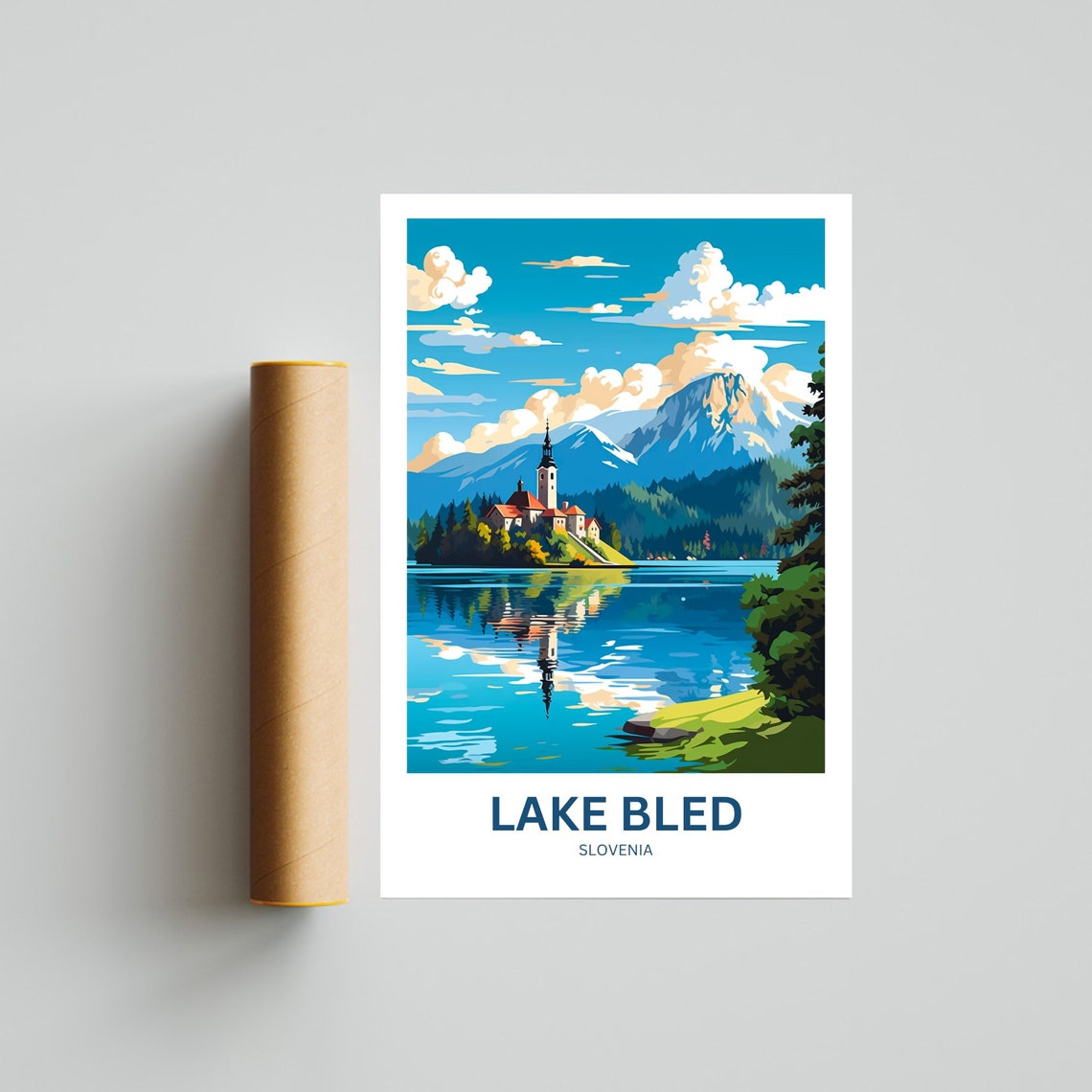 Lake Bled Slovenia Island Church Mountains Personalized Travel Poster - Image 4