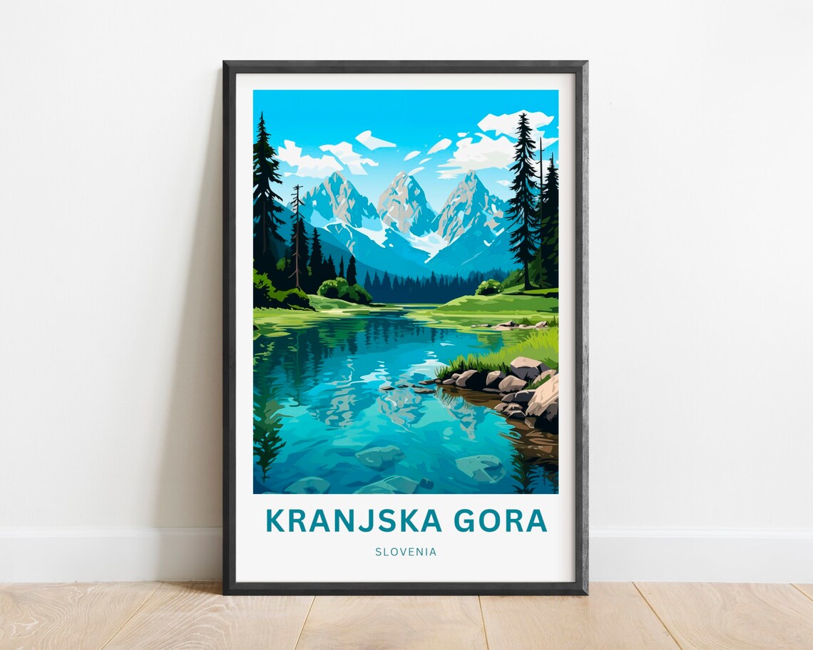 Kranjska Gora Slovenia Snowy Peaks Lake Reflection Travel Poster