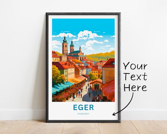 Personalized Eger Hungary Travel Poster Custom Name Gift Art