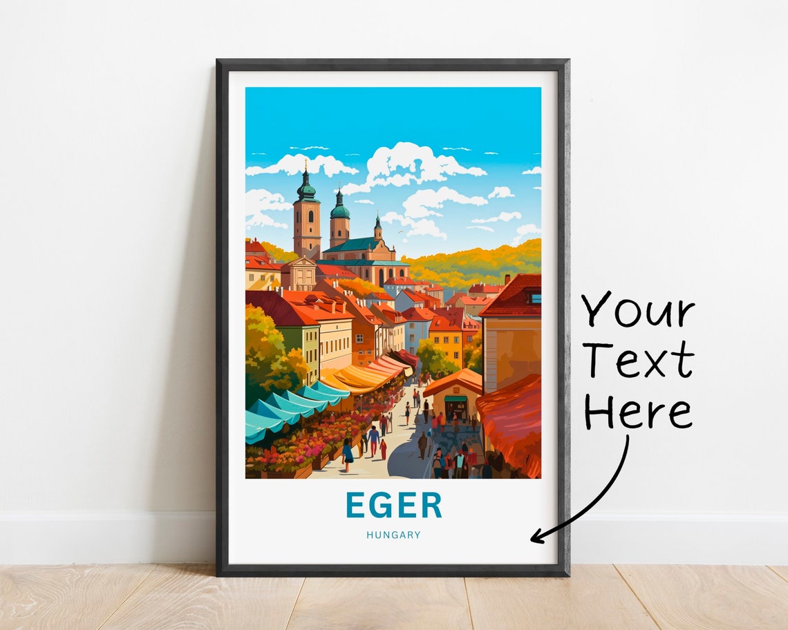 Personalized Eger Hungary Travel Poster Custom Name Gift Art