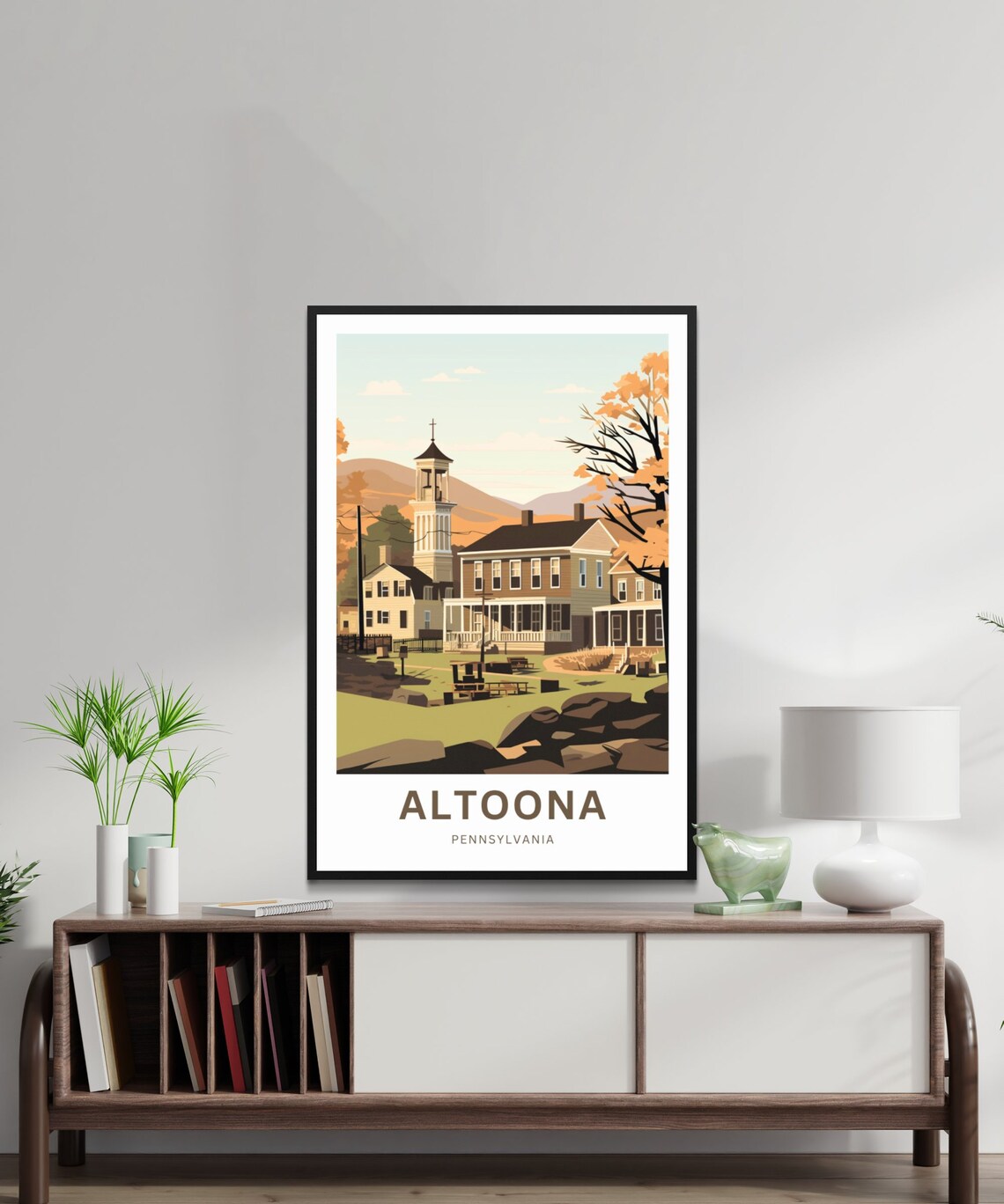 Altoona Pennsylvania Autumn Small Town Church Steeple Travel Poster - Image 2