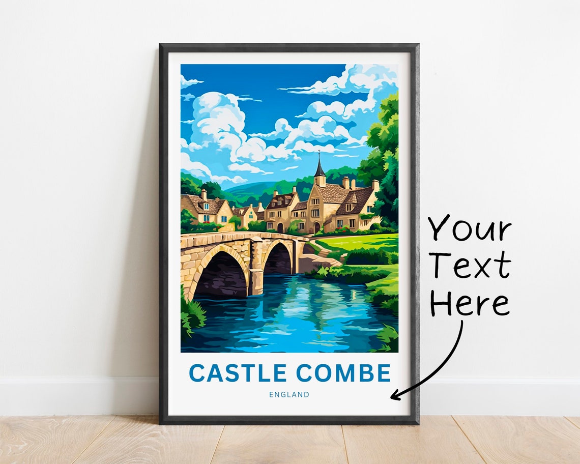 Castle Combe England Stone Bridge Village Personalized Art Poster