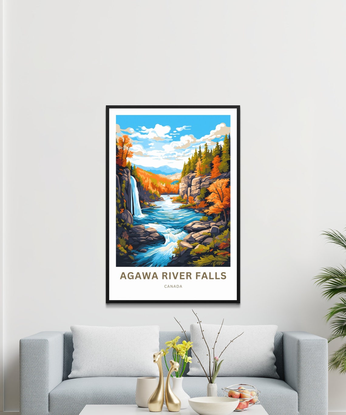 Agawa River Falls Canada Waterfall Gorge Autumn Colors Poster - Image 3