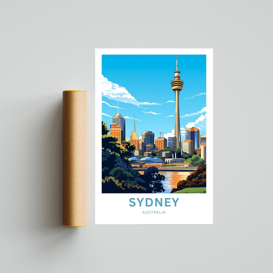 Sydney Australia Eye Tower Downtown Skyline Custom Travel Poster - Image 4