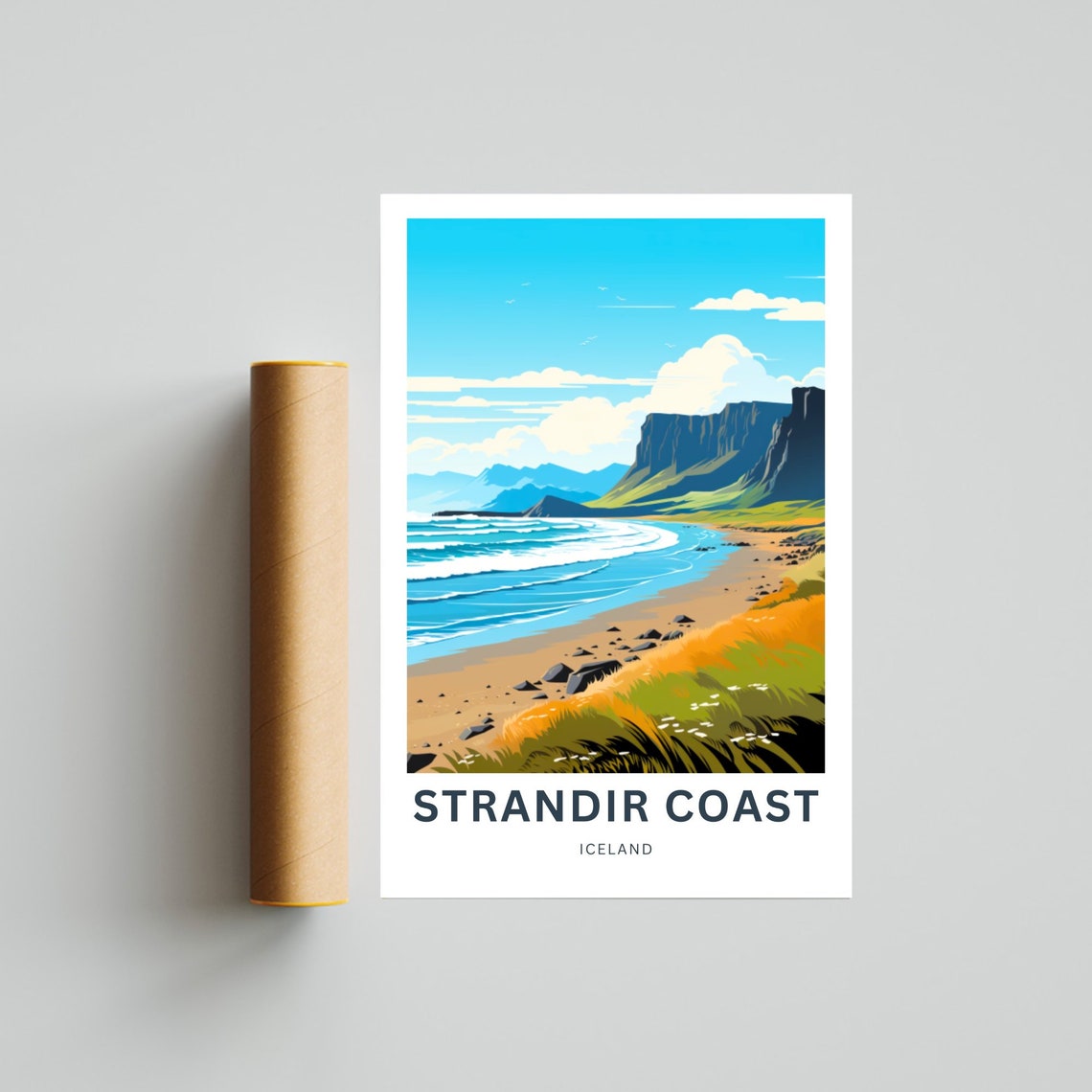 Personalized Strandir Coast Iceland Scenic Seaside Cliffs Poster - Image 4