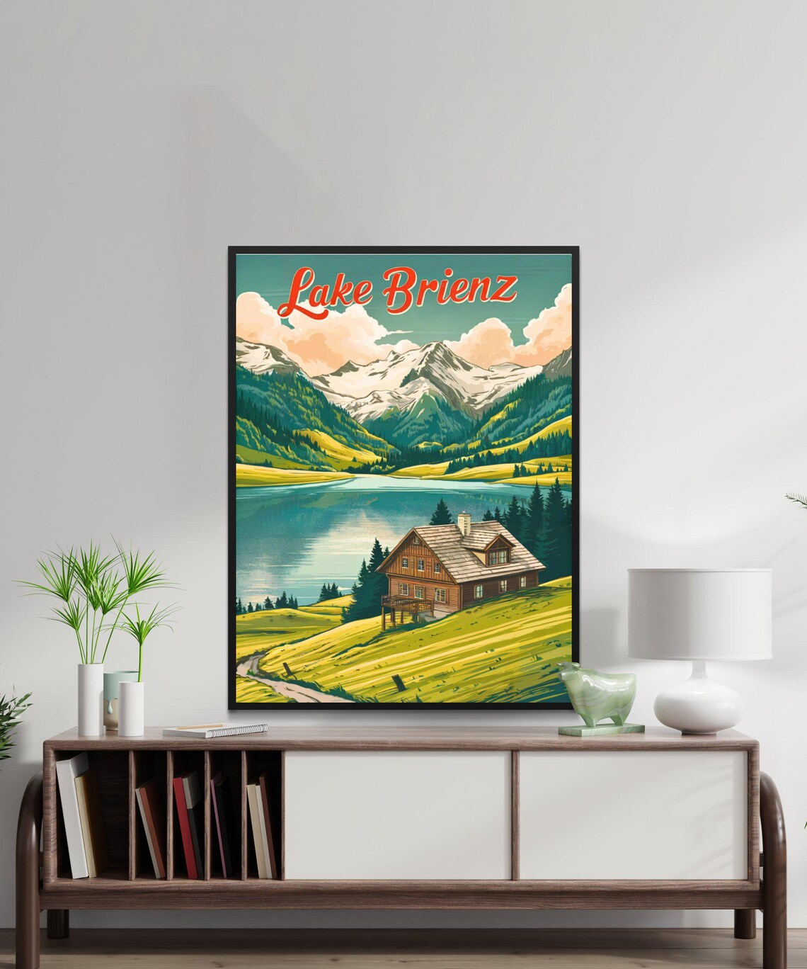 Lake Brienz Swiss Chalet Alpine Meadow Vintage Travel Poster - Image 2