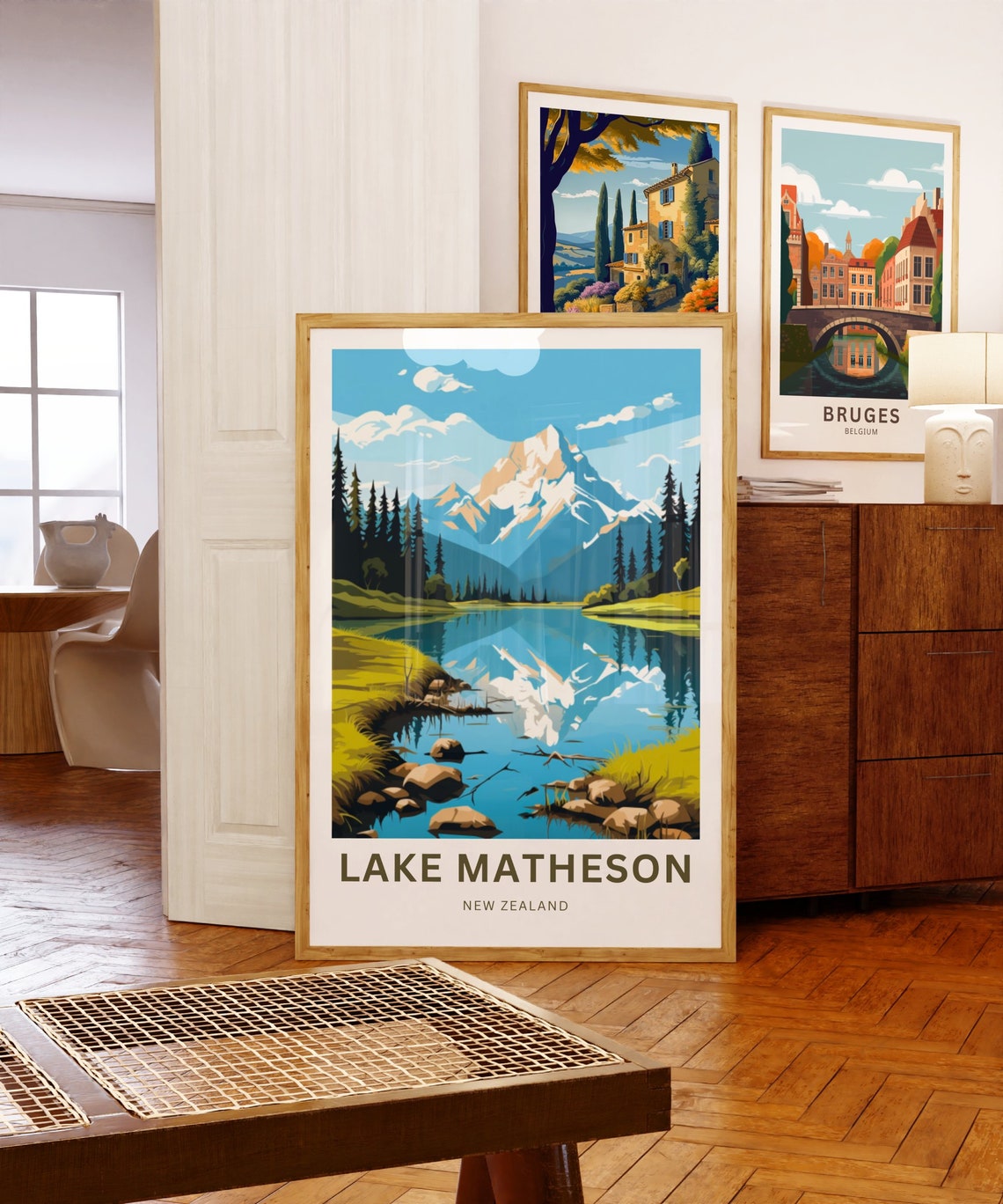 Lake Matheson New Zealand Peak Reflection Personalized Poster - Image 5