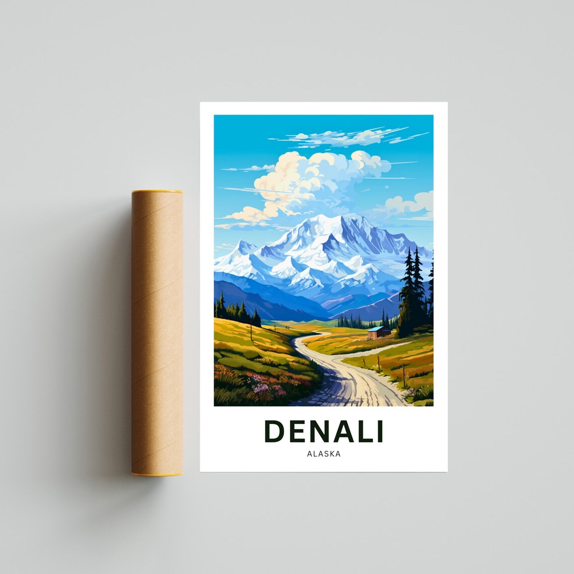 Denali Alaska Snow Capped Mountain Peaks Vintage Travel Poster - Image 4