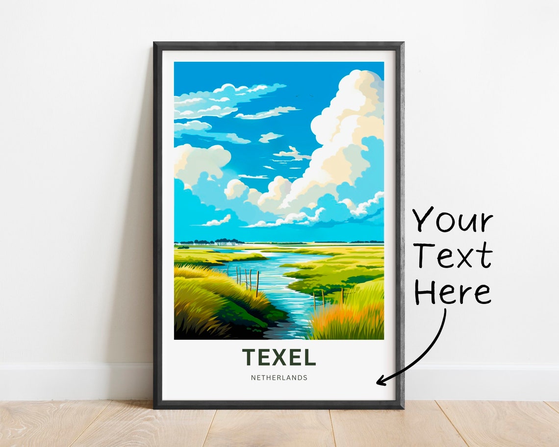 Texel Netherlands Salt Marsh Creek Personalized Travel Poster