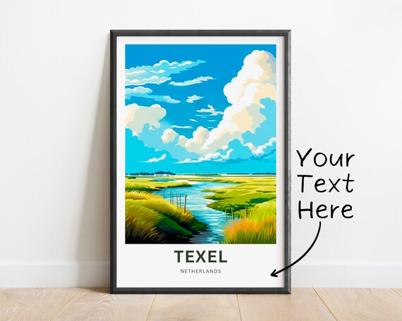 Texel Netherlands Salt Marsh Creek Personalized Travel Poster