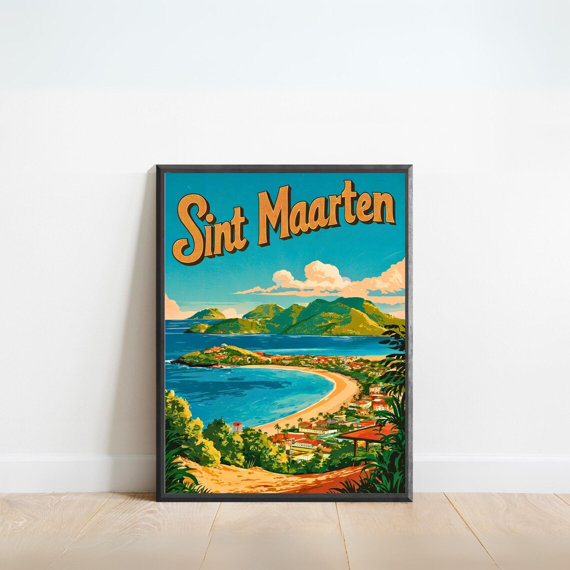 Sint Maarten Vintage Travel Poster, Caribbean Art Print