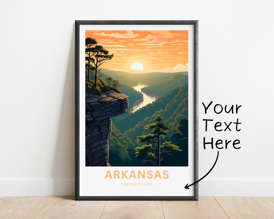 Personalized Arkansas Sunset Bluff Overlook River Valley Travel Poster