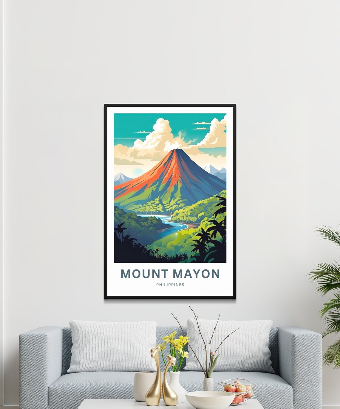 Personalized Mount Mayon Philippines Volcano Jungle Travel Poster - Image 3