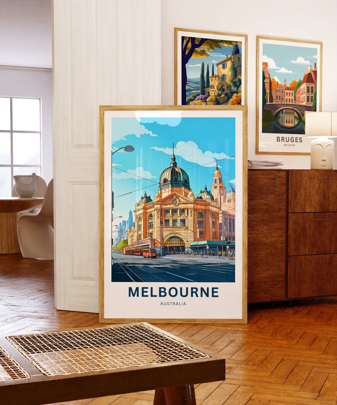 Melbourne Australia Corner Station Customizable Tram Travel Poster - Image 5