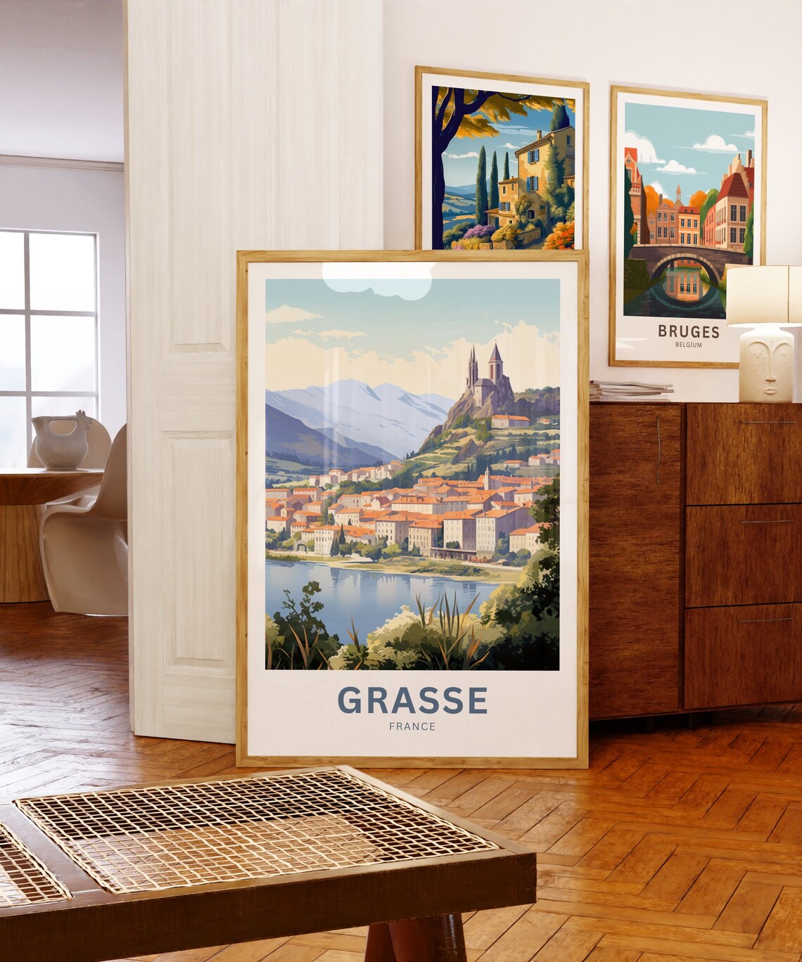 Grasse France Hilltop Cathedral Town Above the Lake Travel Poster - Image 5