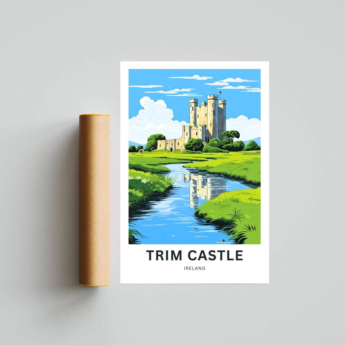 Trim Castle Ireland Medieval Keep Riverside Vintage Travel Poster - Image 4