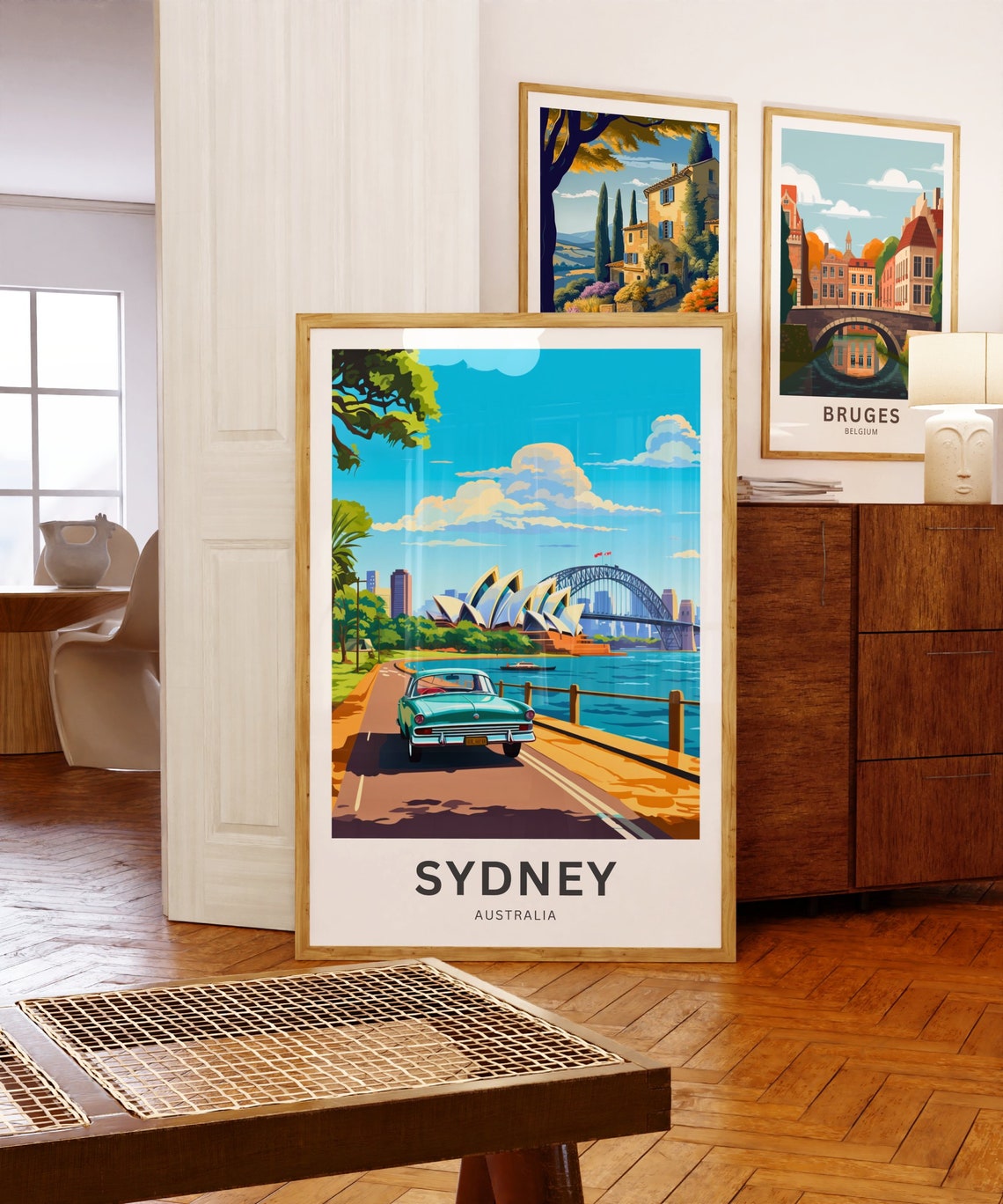 Personalized Sydney Harbour Bridge Vintage Car Custom Travel Poster - Image 5