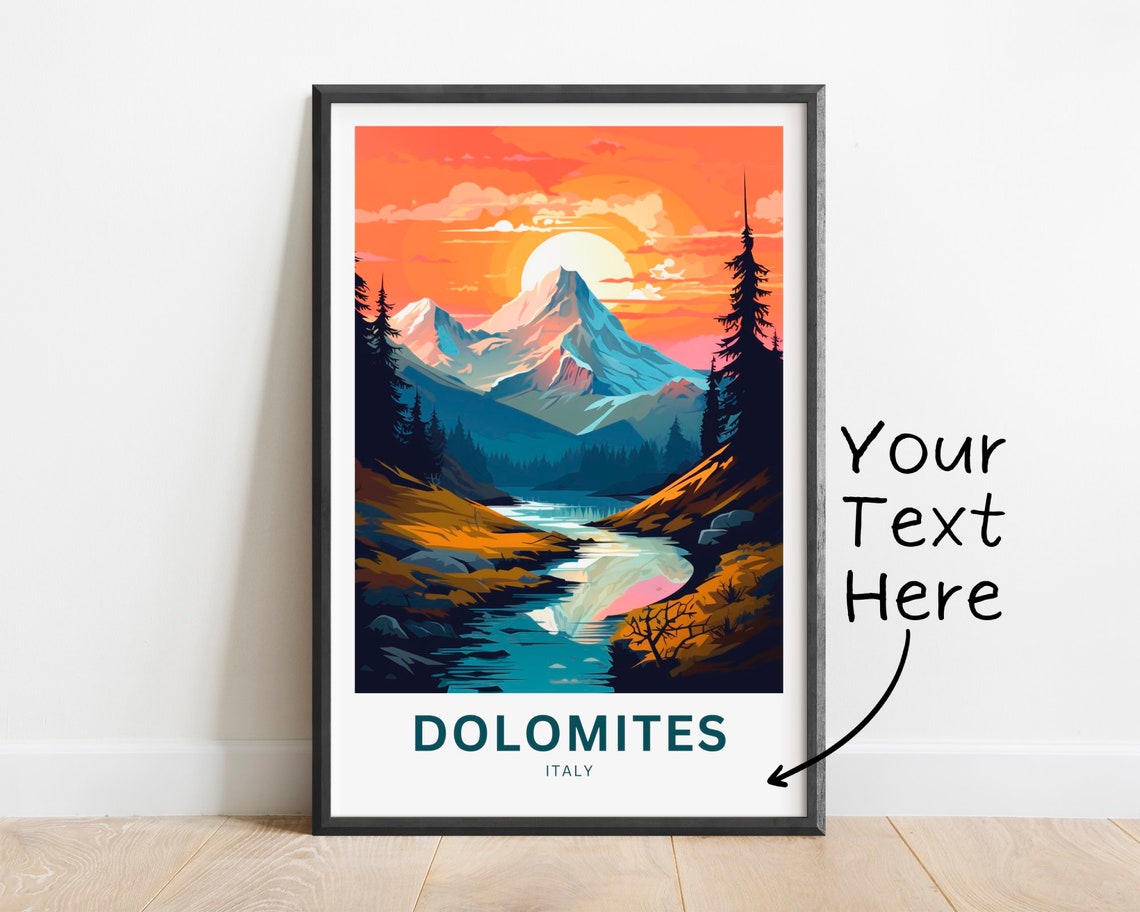 Personalized Dolomites Italy Sunset Peaks Custom Travel Poster