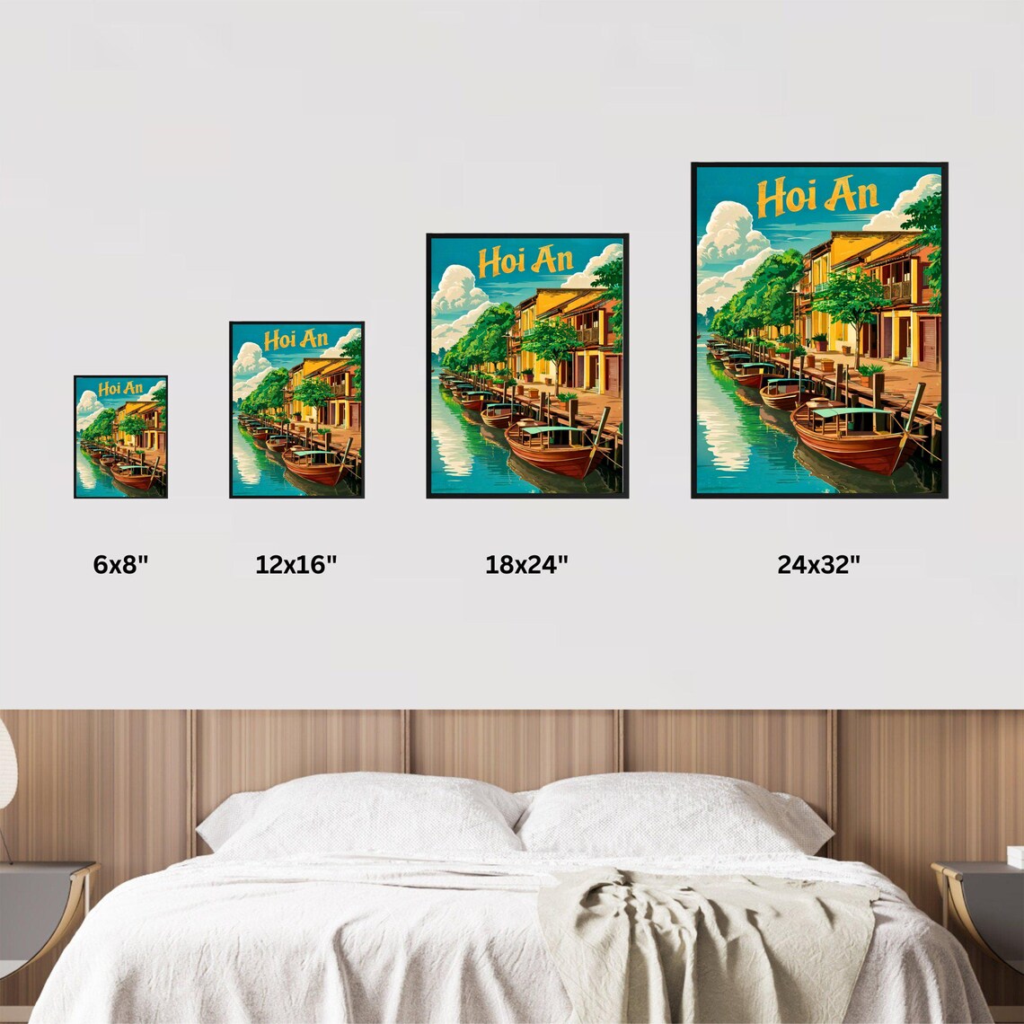 Hoi An Vietnam Riverside Boats Old Town Vintage Travel Poster - Image 2