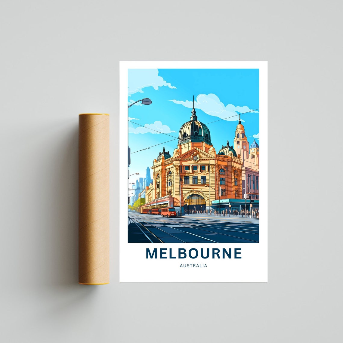 Melbourne Australia Corner Station Customizable Tram Travel Poster - Image 4