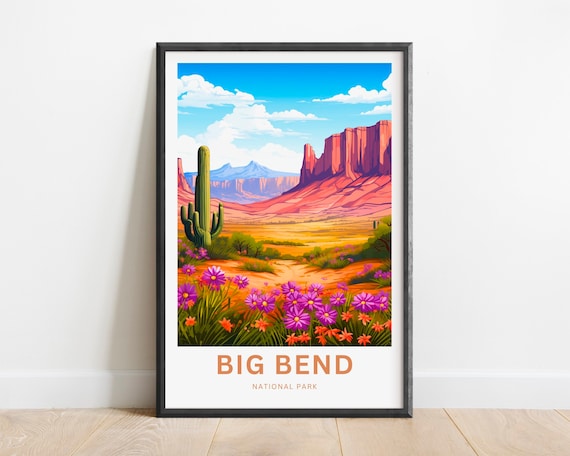 Big Bend National Park Desert Cliffs Wildflowers Travel Poster